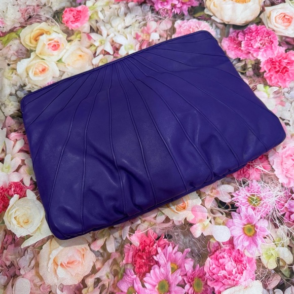 Saks Fifth Avenue Vintage Purple Pleated Clutch Made in Italy